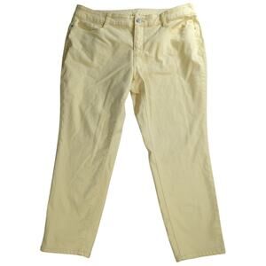 St. John’s Bay Women Yellow Cotton Blend Pants Size 20W / 2W Casual Straight Leg